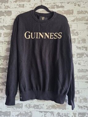 ​Guinness Official Merchandise Knit Sweater Black Cotton Crewneck Men's Large